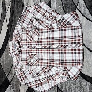 BKE ATHLETIC FIT PLAID SNAP-BUTTON LONG-SLEEVED SHIRT XXL